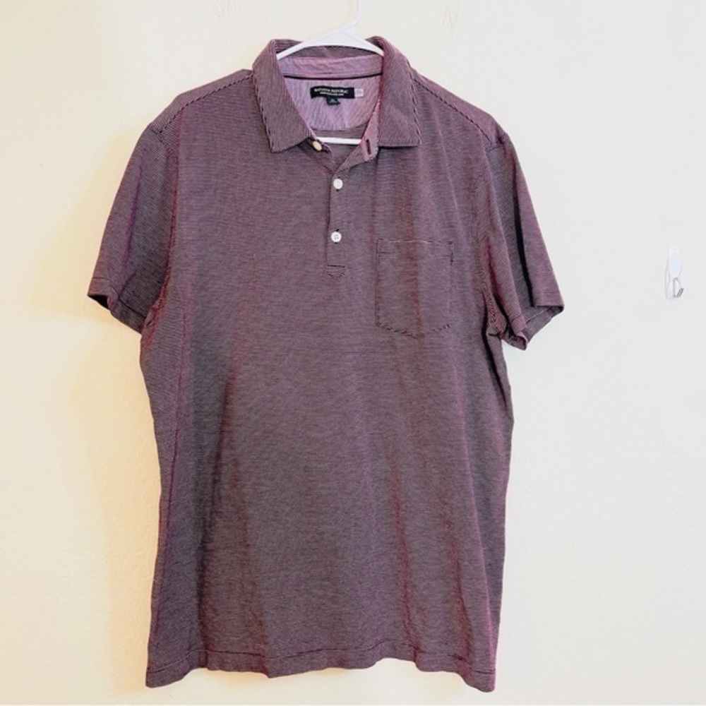 Banana Republic Performance Knit Short Sleeve Polo Shirt Men Size XL Red/White